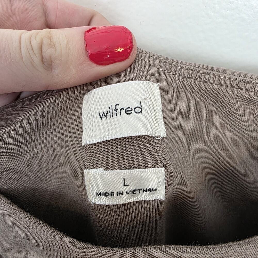 Aritzia Wilfred Taupe Tie Saturn Long Sleeve Minimalist Midi Dress Size Large‎ - Picture 4 of 9